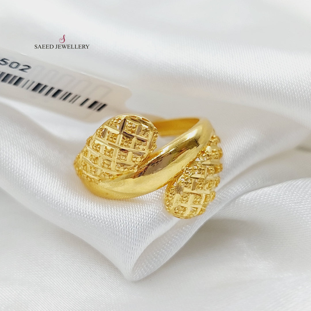 21K Gold Engraved Ring by Saeed Jewelry - Image 3