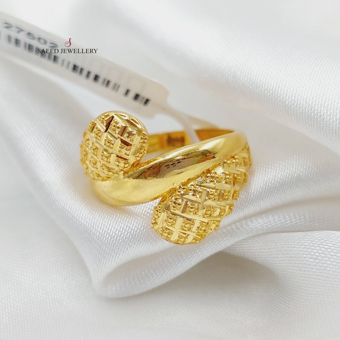 21K Gold Engraved Ring by Saeed Jewelry - Image 1