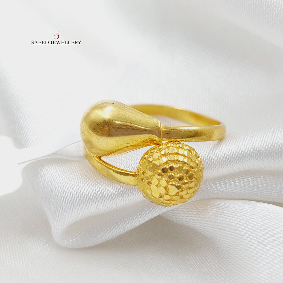 21K Gold Engraved Ring by Saeed Jewelry - Image 1