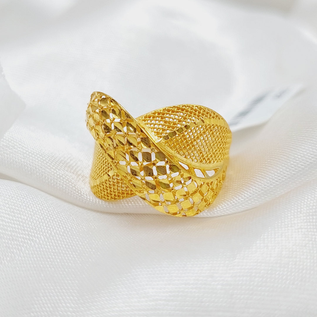 21K Gold Engraved Ring by Saeed Jewelry - Image 3