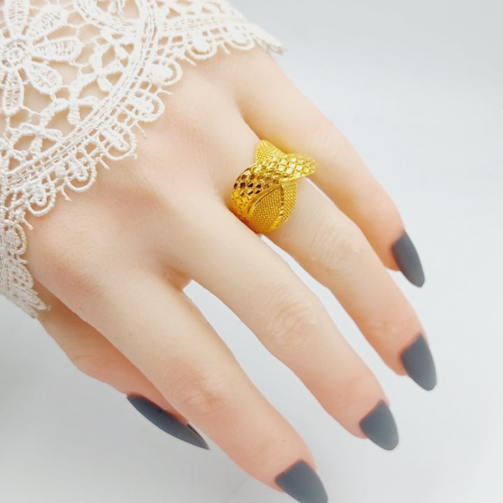 Engraved Ring Made Of 21K Yellow Gold by Saeed Jewelry-27587