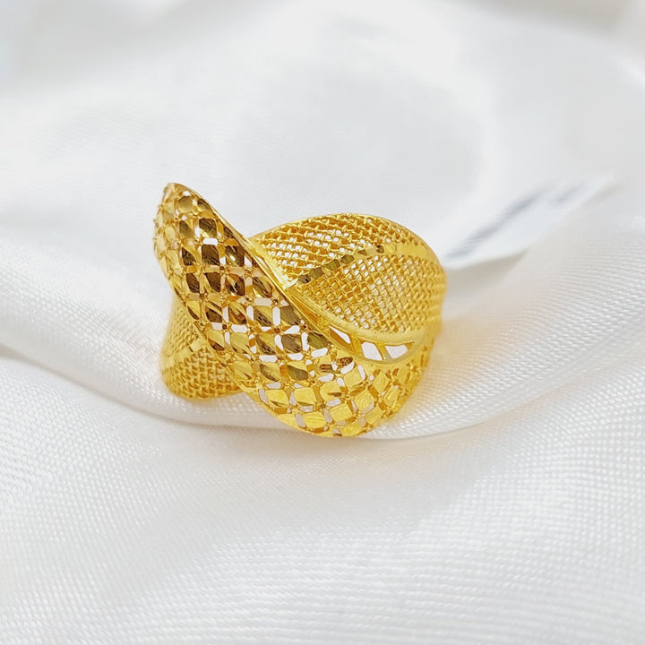 21K Gold Engraved Ring by Saeed Jewelry - Image 1