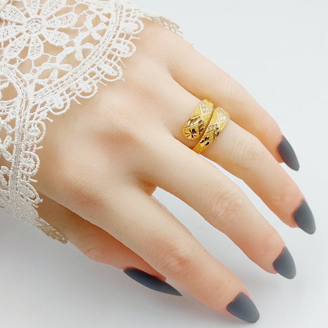 21K Gold Engraved Ring by Saeed Jewelry - Image 3