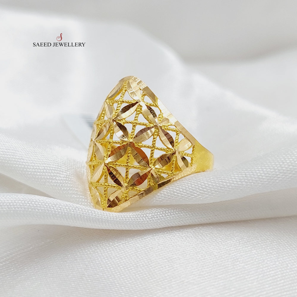 21K Gold Engraved Ring by Saeed Jewelry - Image 2