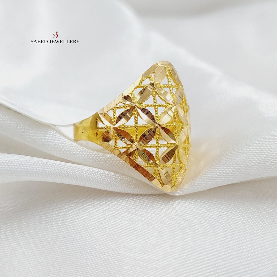 21K Gold Engraved Ring by Saeed Jewelry - Image 3