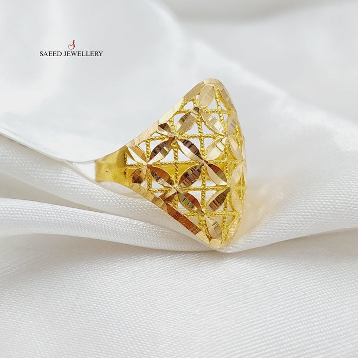 21K Gold Engraved Ring by Saeed Jewelry - Image 3