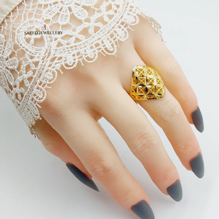 21K Gold Engraved Ring by Saeed Jewelry - Image 4