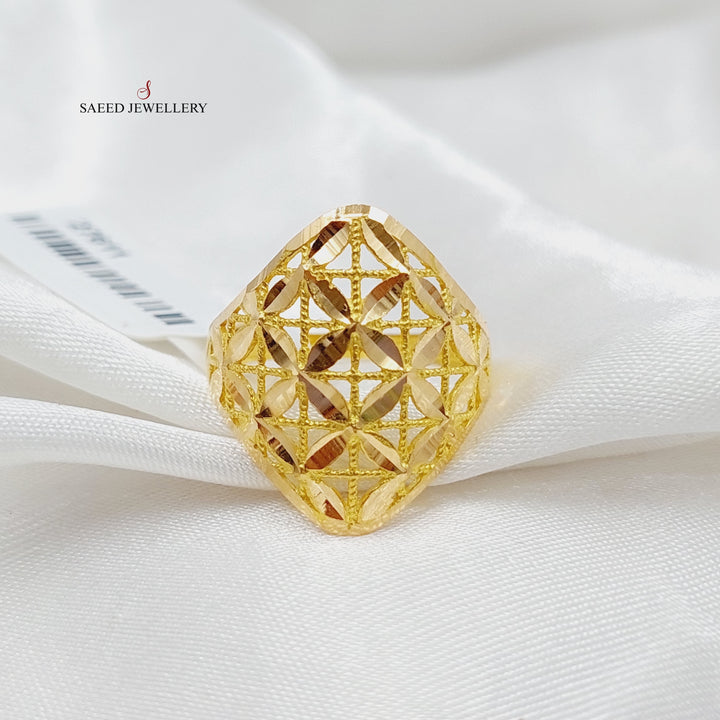 21K Gold Engraved Ring by Saeed Jewelry - Image 1