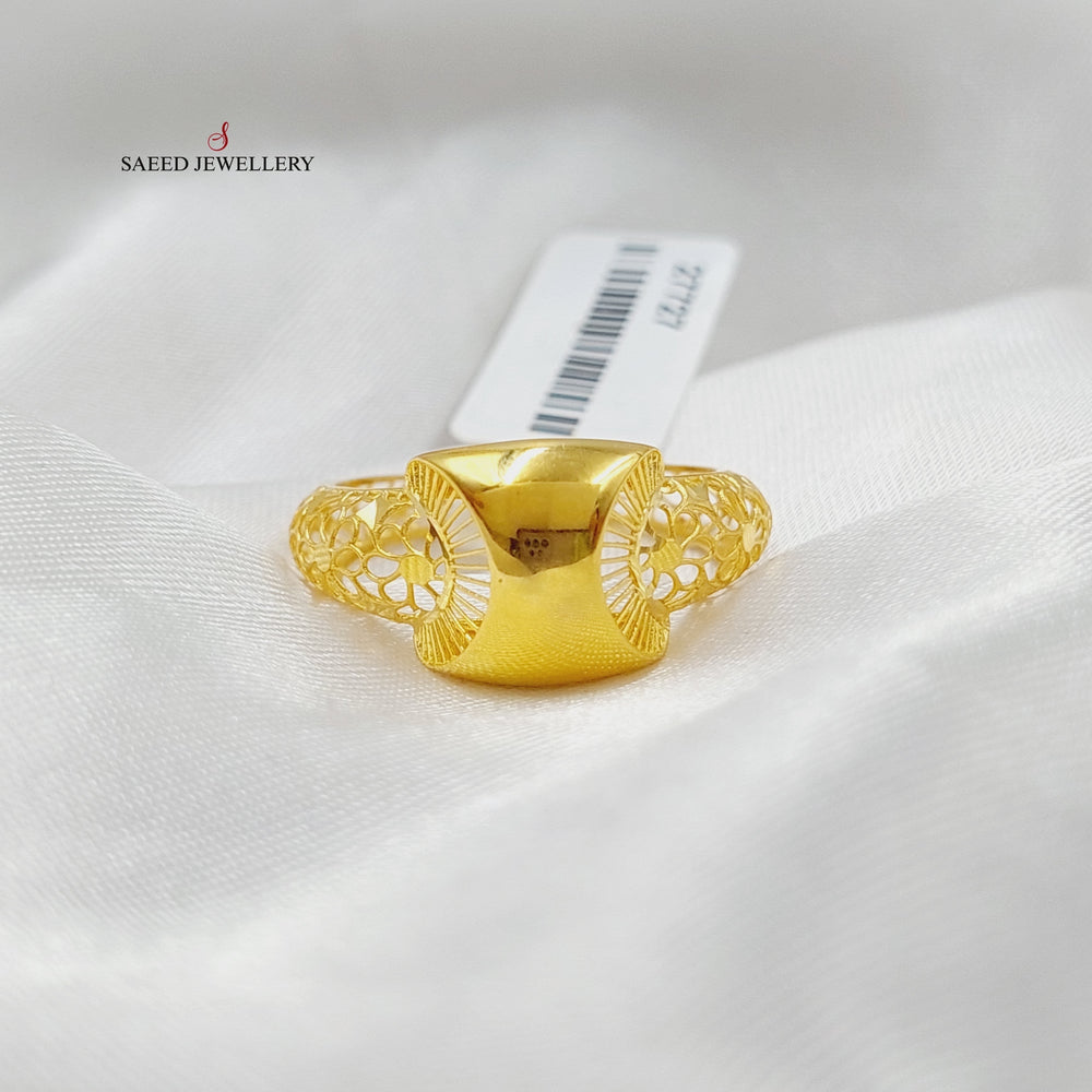 21K Gold Engraved Ring by Saeed Jewelry - Image 2