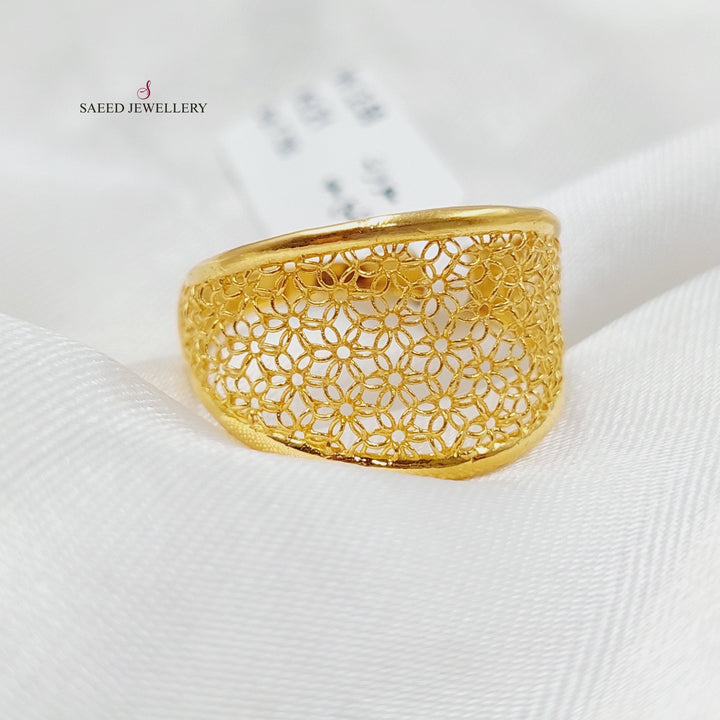 21K Gold Engraved Ring by Saeed Jewelry - Image 3