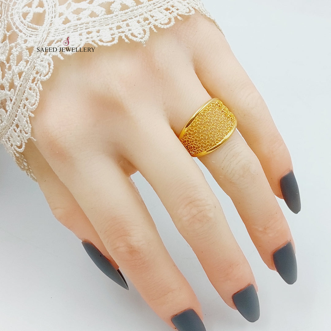 21K Gold Engraved Ring by Saeed Jewelry - Image 4