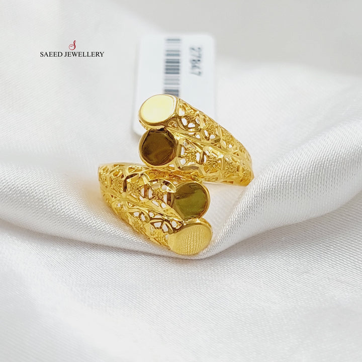 21K Gold Engraved Ring by Saeed Jewelry - Image 5