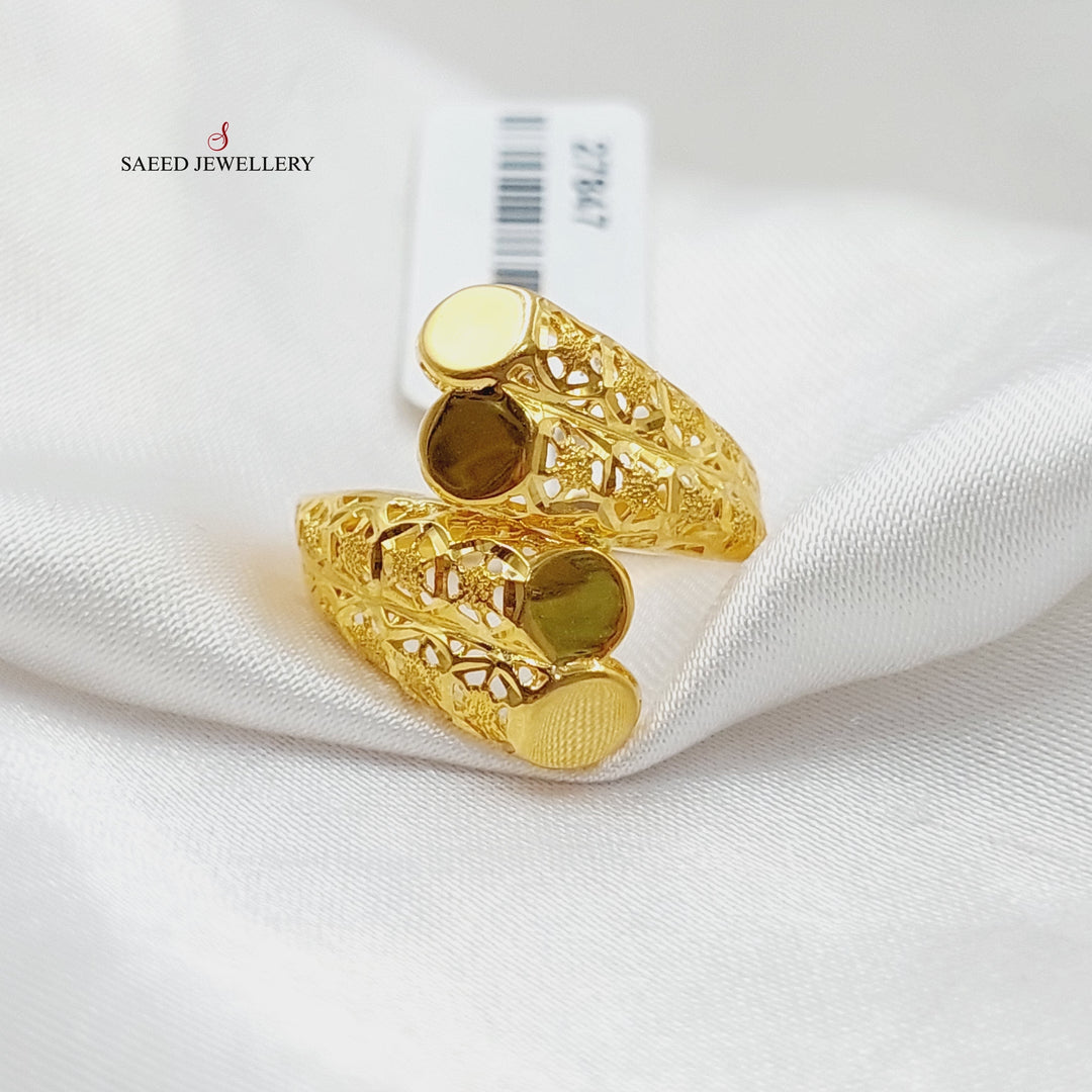 21K Gold Engraved Ring by Saeed Jewelry - Image 3