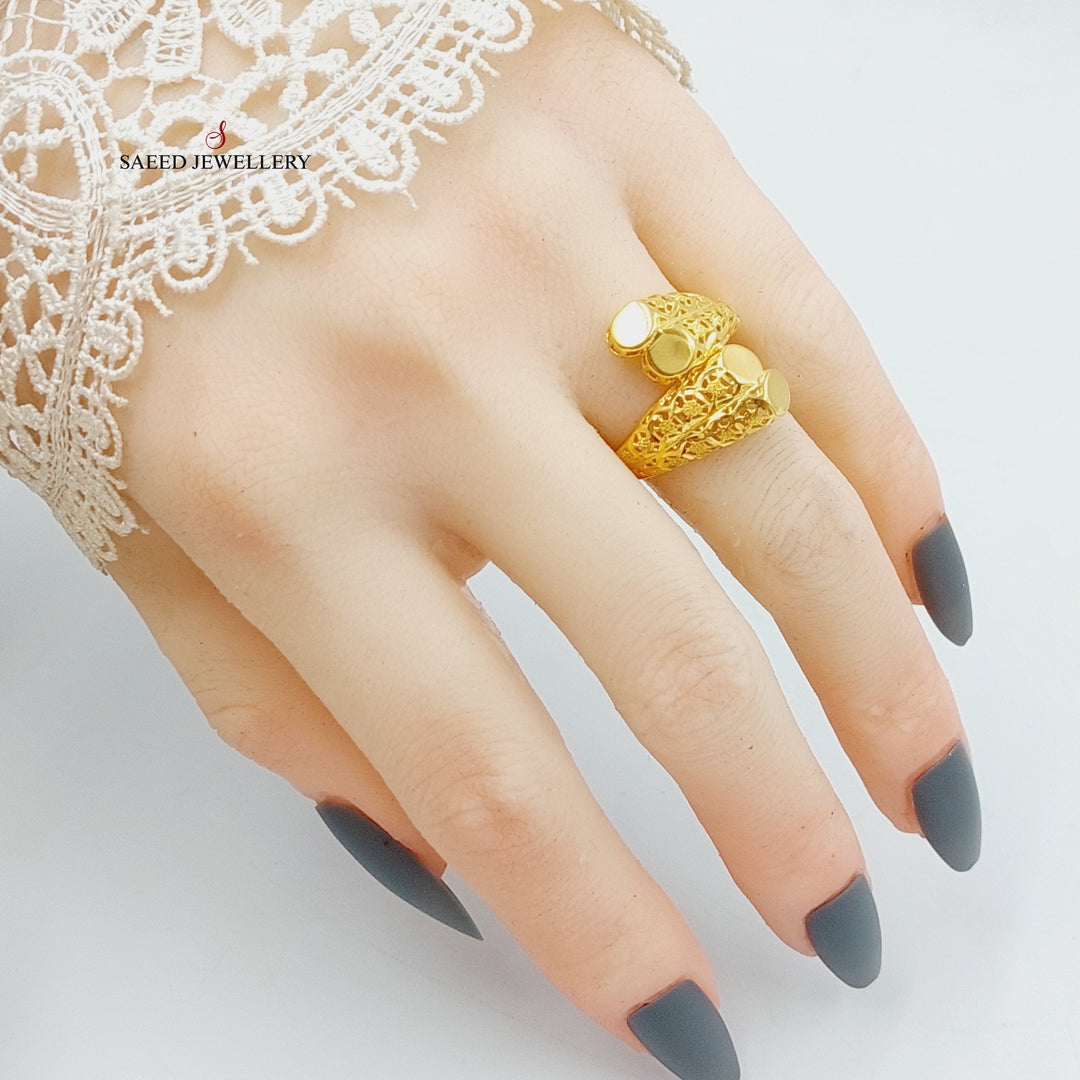 21K Gold Engraved Ring by Saeed Jewelry - Image 9