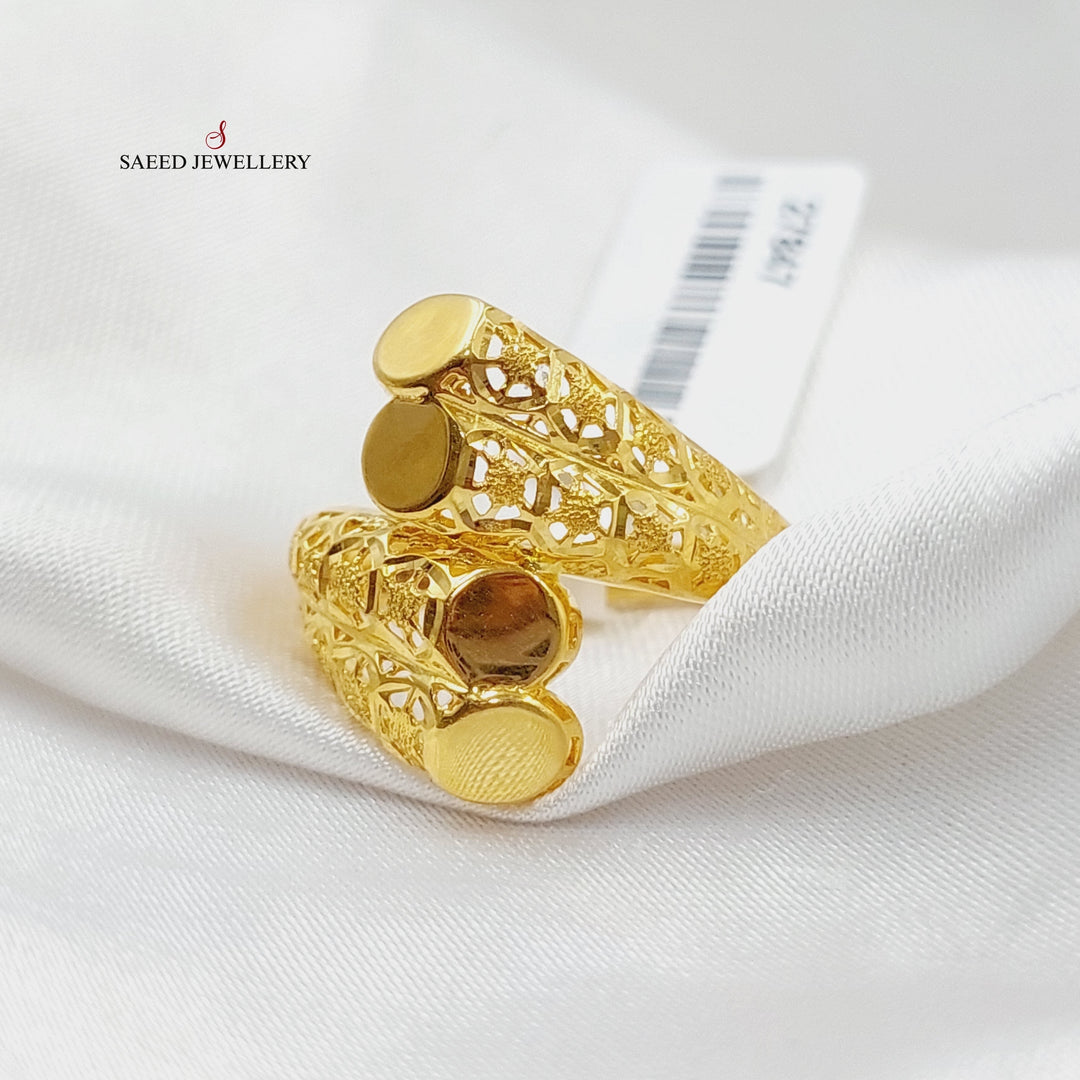 21K Gold Engraved Ring by Saeed Jewelry - Image 1