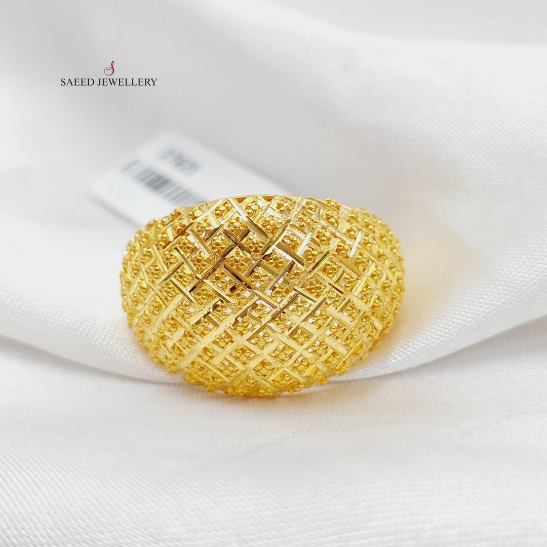 21K Gold Engraved Ring by Saeed Jewelry - Image 1