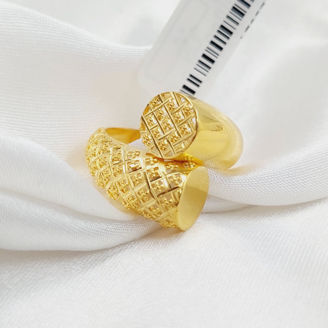 21K Gold Engraved Ring by Saeed Jewelry - Image 3