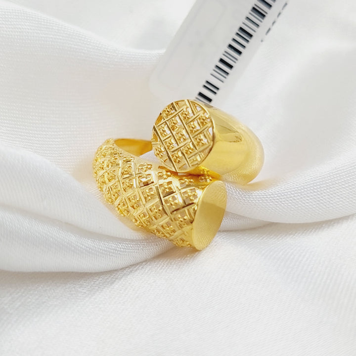 Engraved Ring Made Of 21K Yellow Gold by Saeed Jewelry-28021