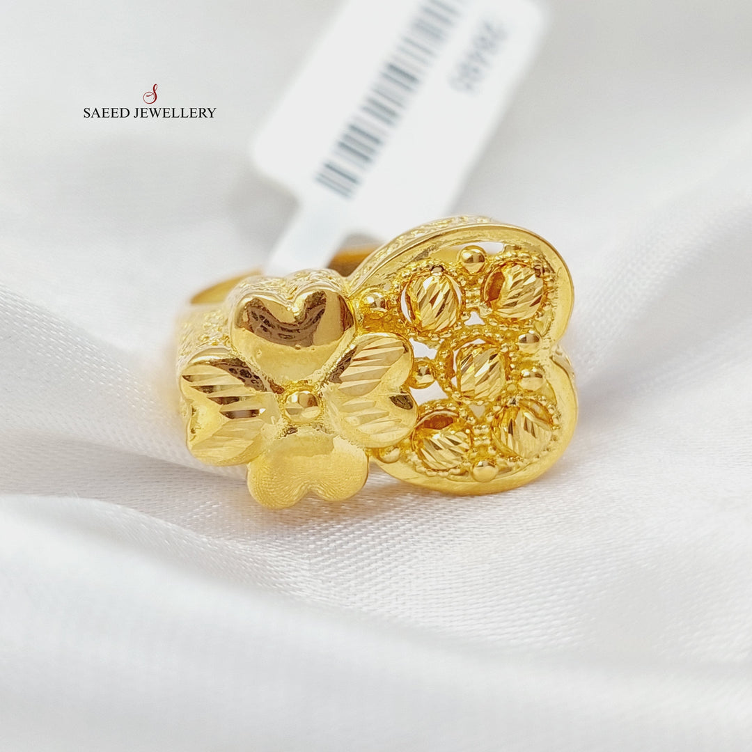 21K Gold Engraved Ring by Saeed Jewelry - Image 3