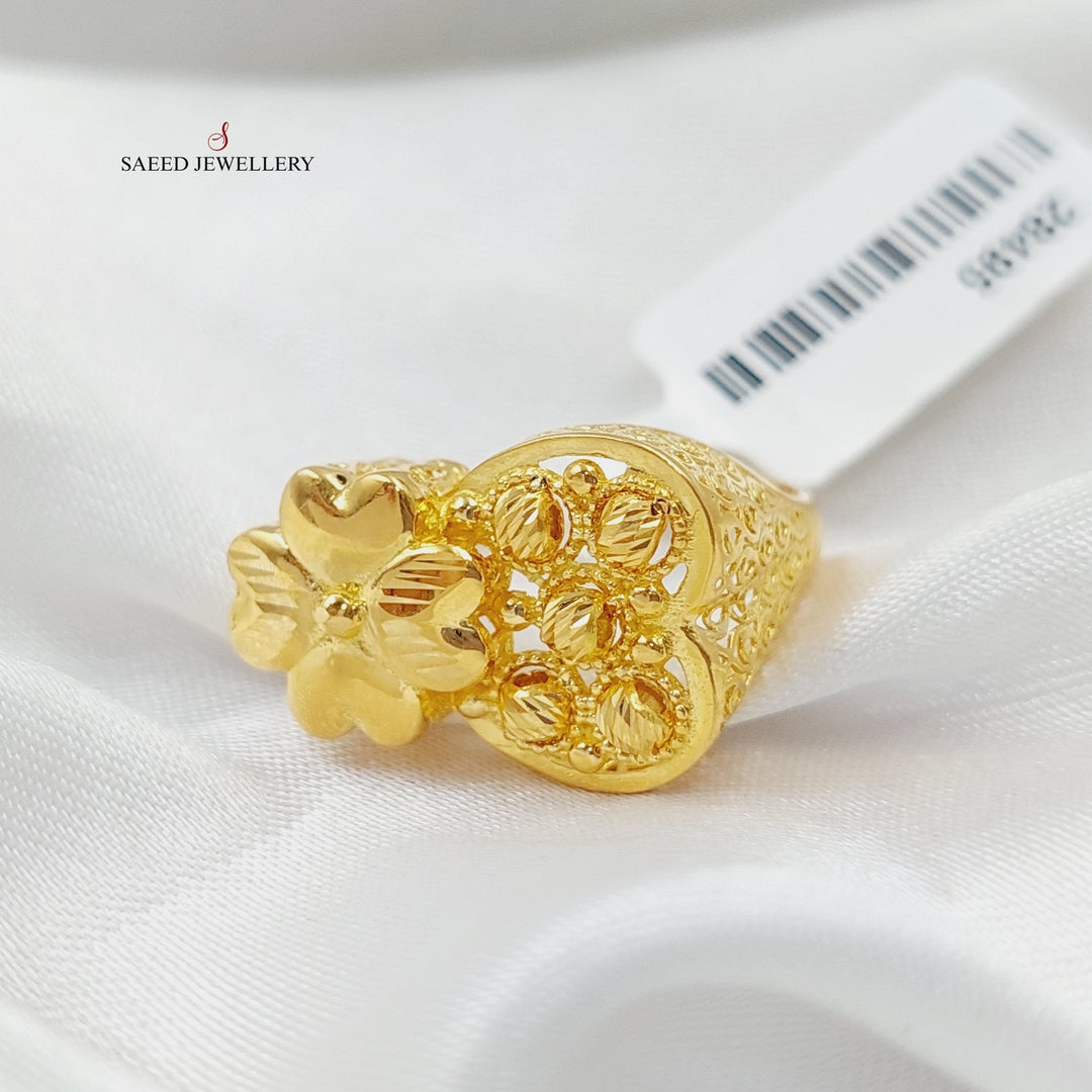 21K Gold Engraved Ring by Saeed Jewelry - Image 1