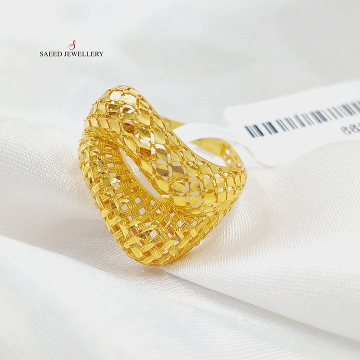 21K Gold Engraved Ring by Saeed Jewelry - Image 1