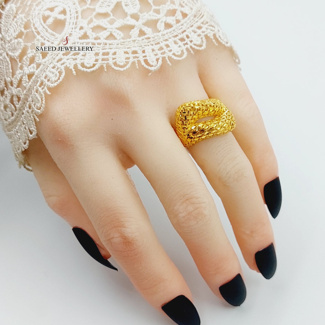 21K Gold Engraved Ring by Saeed Jewelry - Image 2