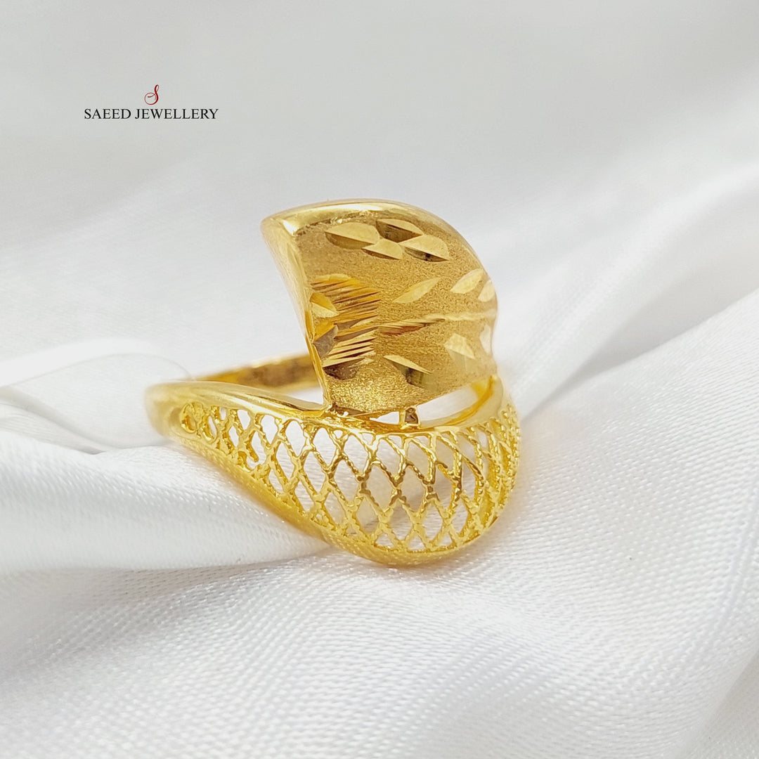 21K Gold Engraved Ring by Saeed Jewelry - Image 3