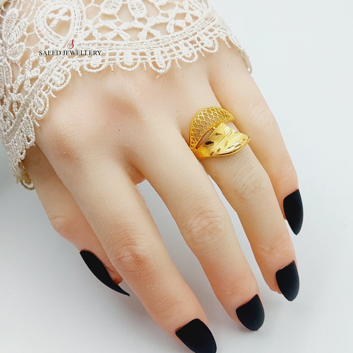 21K Gold Engraved Ring by Saeed Jewelry - Image 4