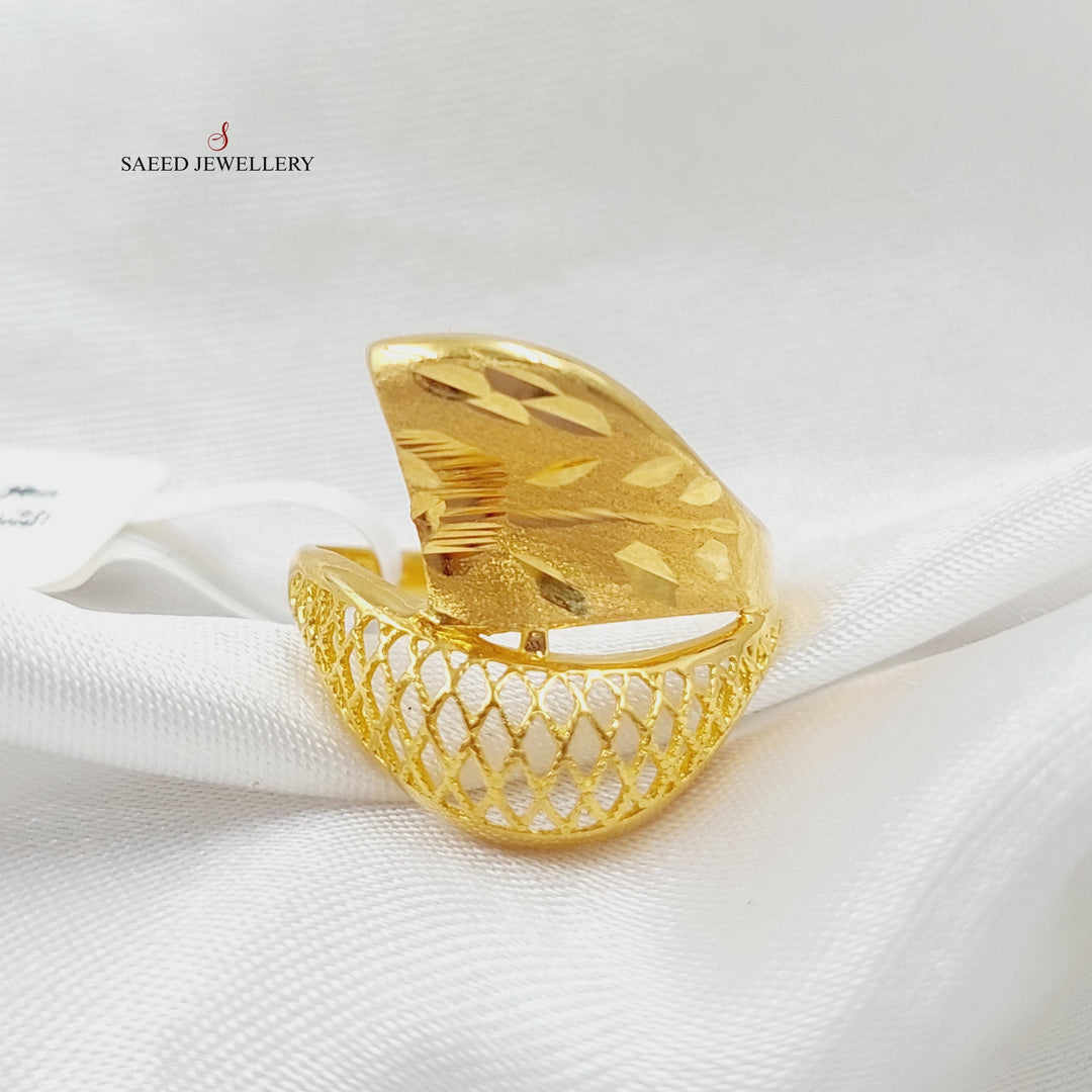 21K Gold Engraved Ring by Saeed Jewelry - Image 1