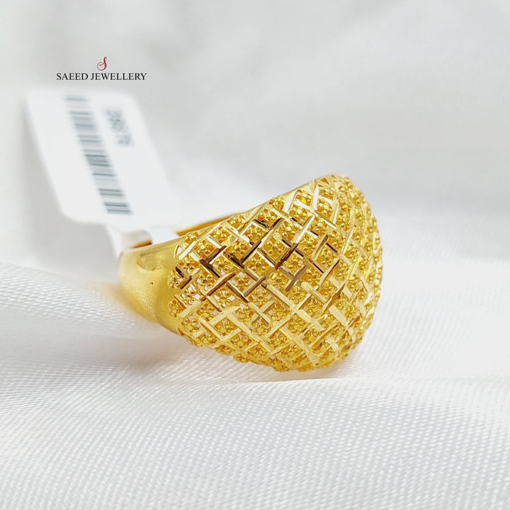 21K Gold Engraved Ring by Saeed Jewelry - Image 3