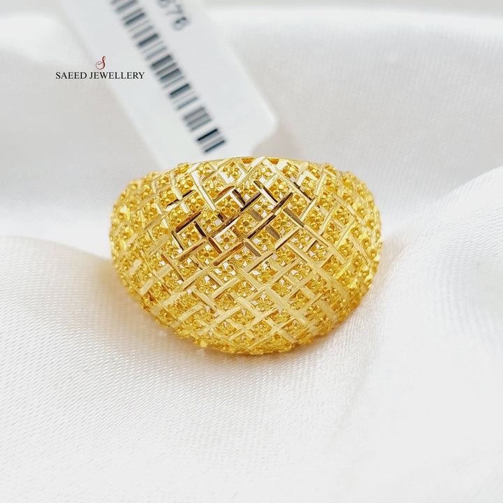 21K Gold Engraved Ring by Saeed Jewelry - Image 1