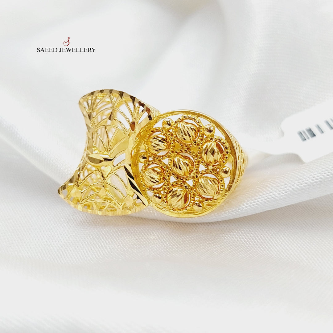 21K Gold Engraved Ring by Saeed Jewelry - Image 2