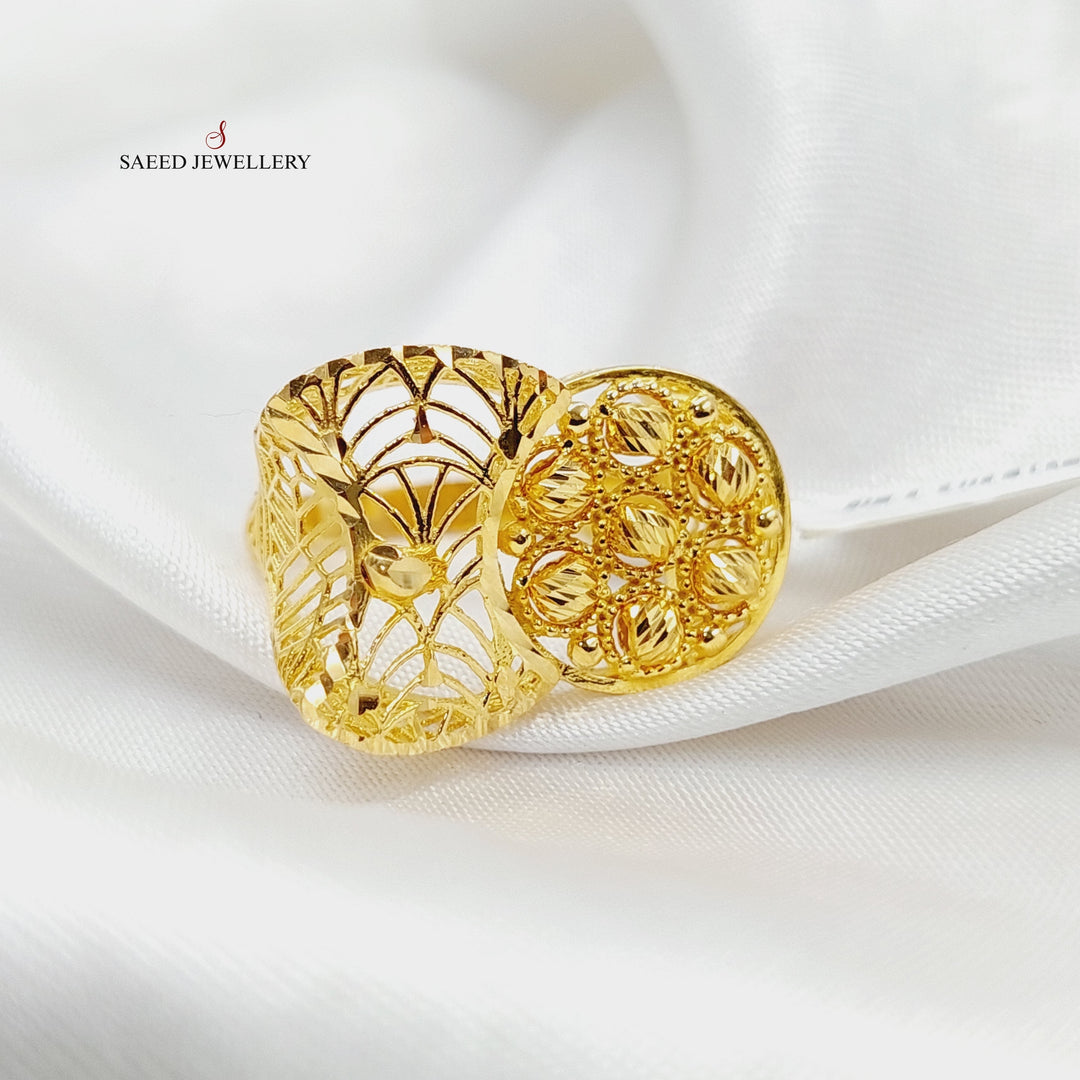 21K Gold Engraved Ring by Saeed Jewelry - Image 1