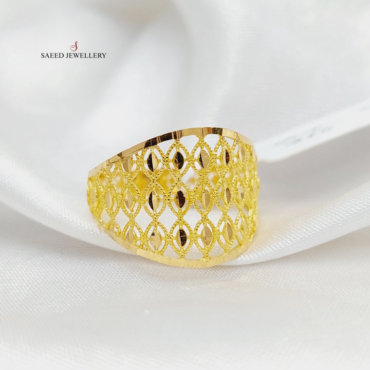 21K Gold Engraved Ring by Saeed Jewelry - Image 3