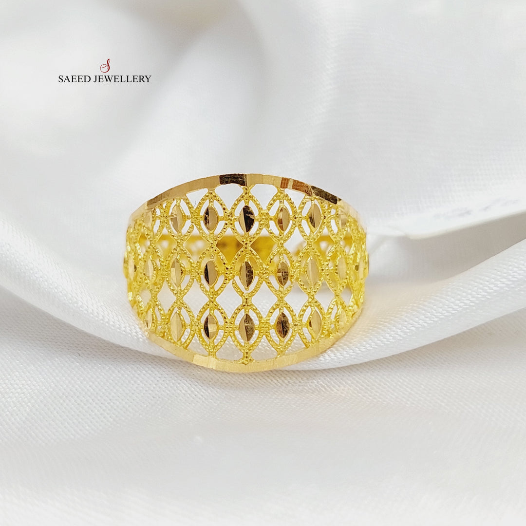 21K Gold Engraved Ring by Saeed Jewelry - Image 1