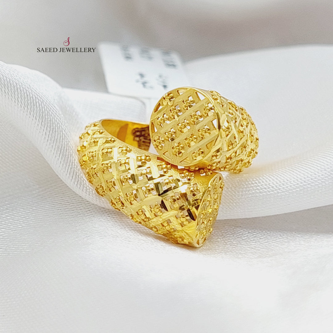 21K Gold Engraved Ring by Saeed Jewelry - Image 3