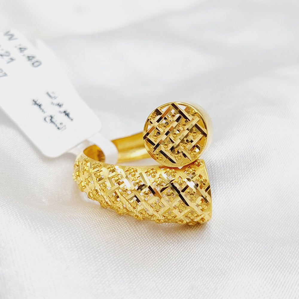 21K Gold Engraved Ring by Saeed Jewelry - Image 2