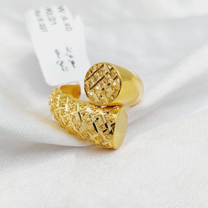 21K Gold Engraved Ring by Saeed Jewelry - Image 3