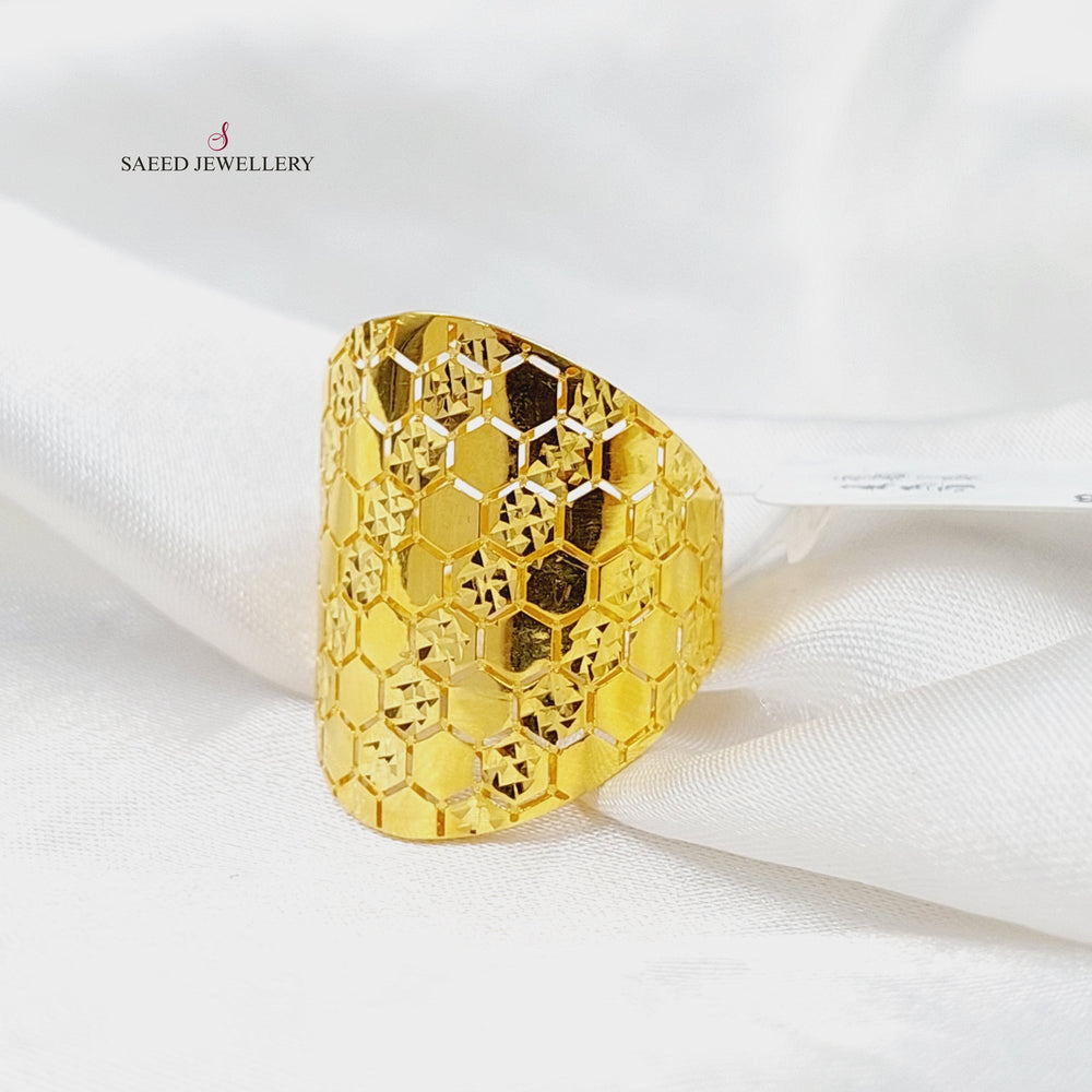 21K Gold Engraved Ring by Saeed Jewelry - Image 2