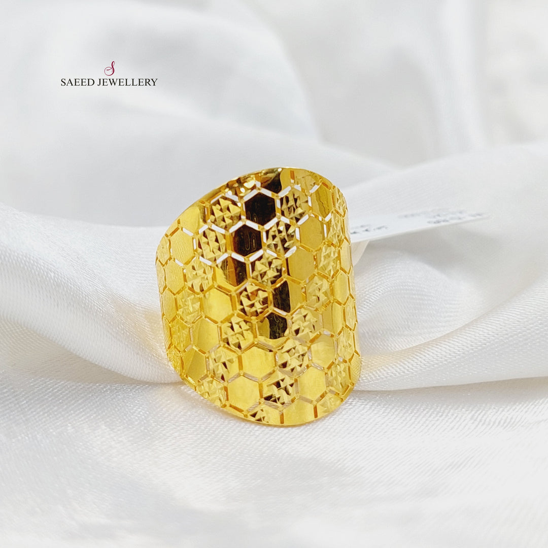 21K Gold Engraved Ring by Saeed Jewelry - Image 3