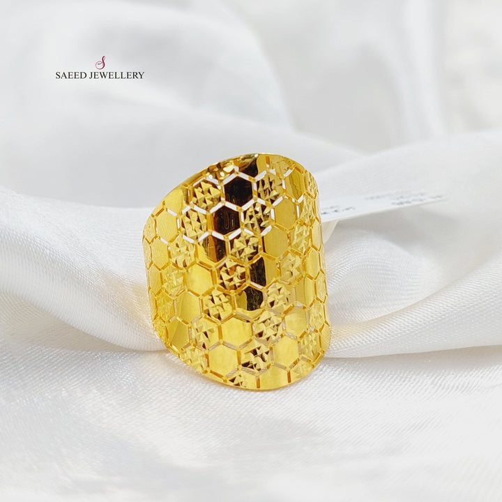 21K Gold Engraved Ring by Saeed Jewelry - Image 3