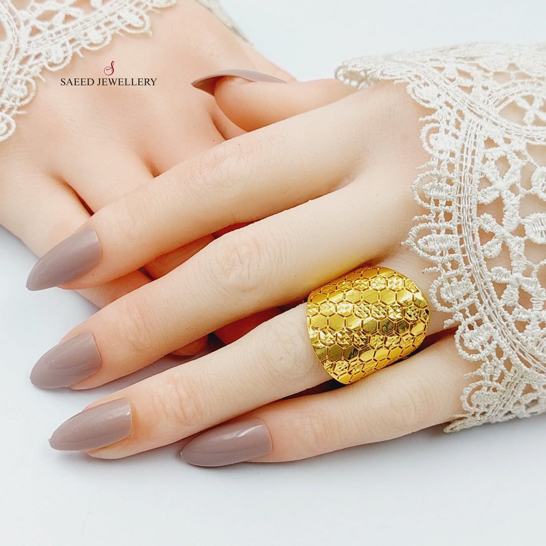 21K Gold Engraved Ring by Saeed Jewelry - Image 4