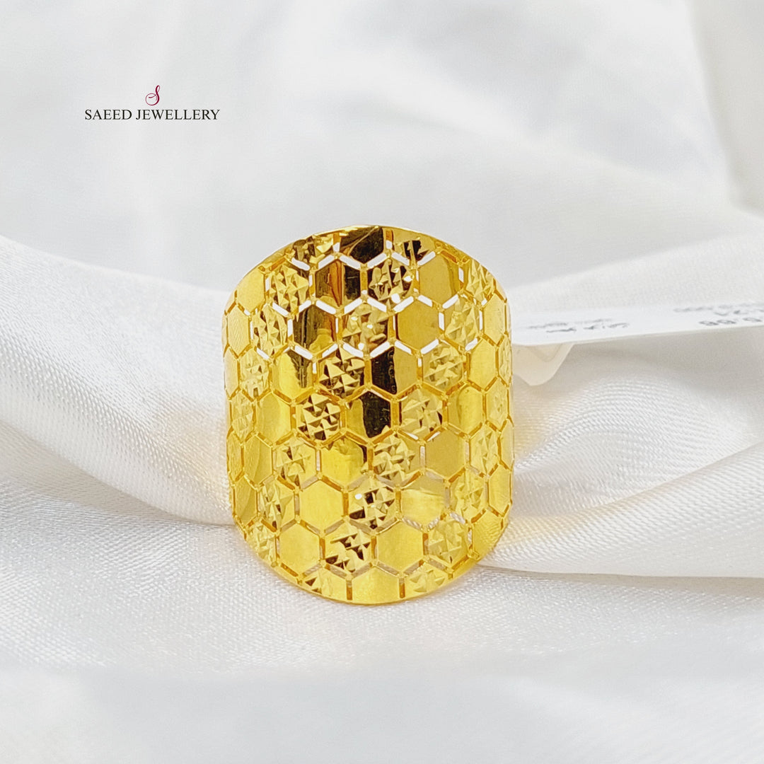 21K Gold Engraved Ring by Saeed Jewelry - Image 1