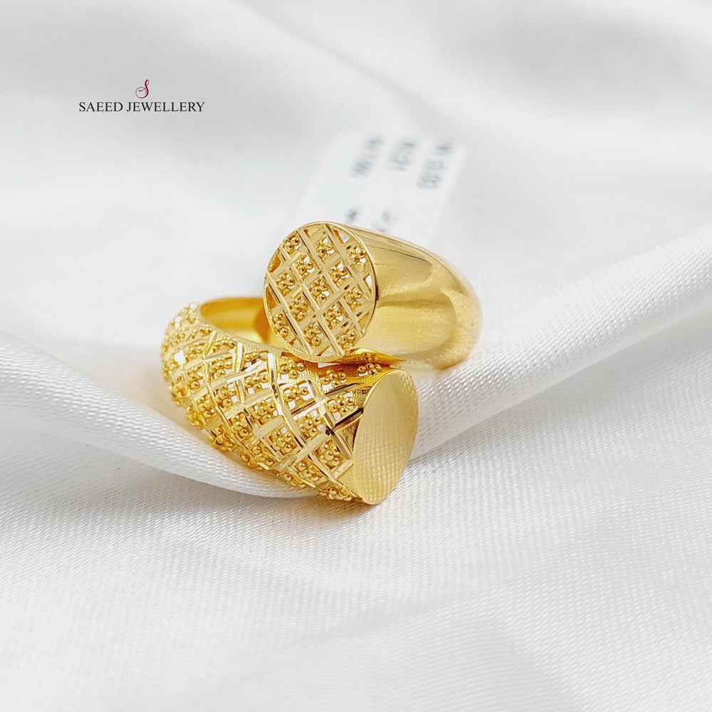 Engraved Ring  Made Of 21K Yellow Gold by Saeed Jewelry-30319