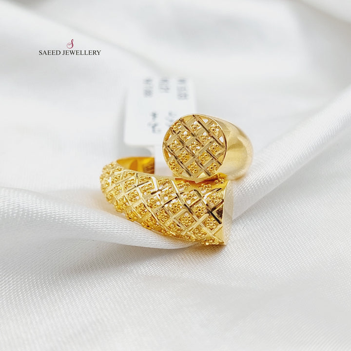 Engraved Ring  Made Of 21K Yellow Gold by Saeed Jewelry-30319