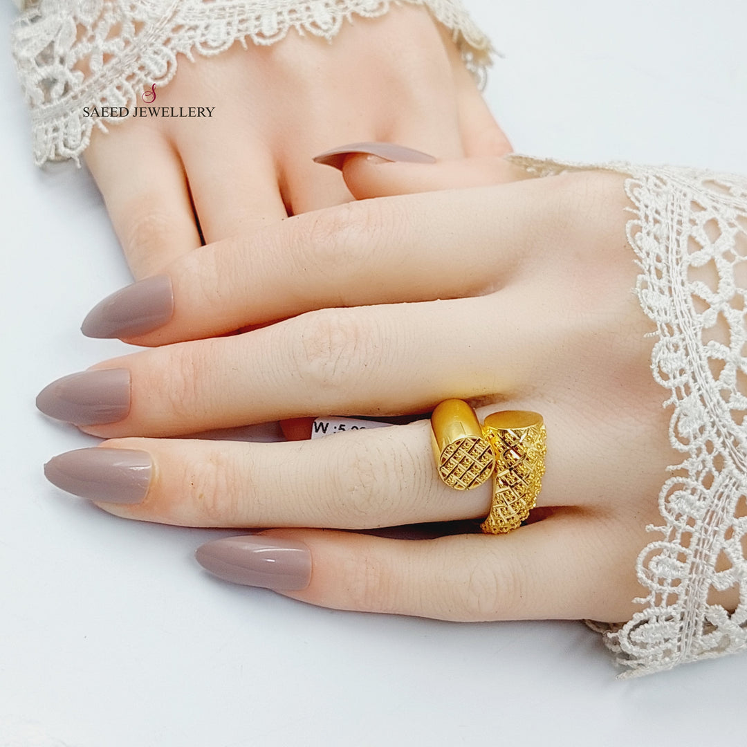 Engraved Ring  Made Of 21K Yellow Gold by Saeed Jewelry-30319