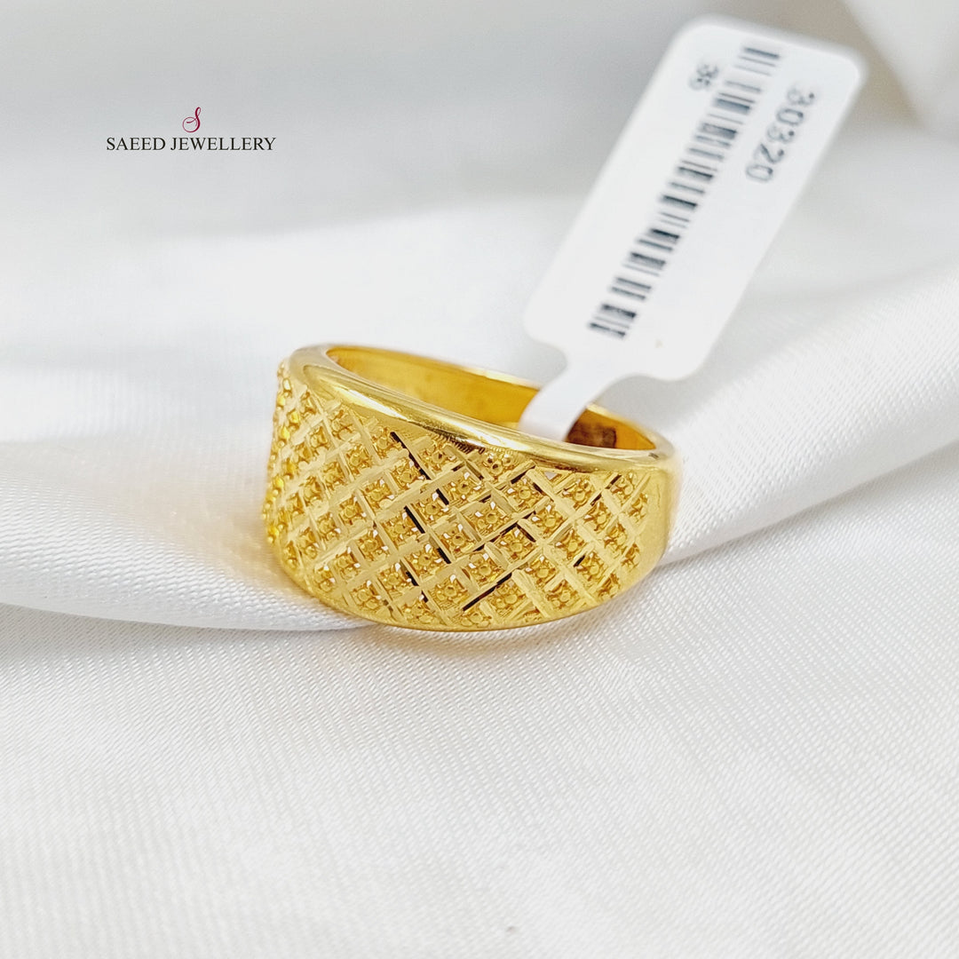 21K Gold Engraved Ring by Saeed Jewelry - Image 3