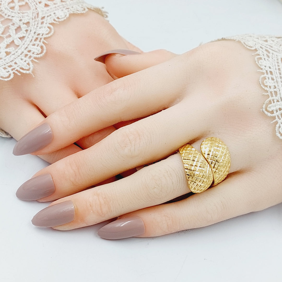 Engraved Ring  Made Of 21K Yellow Gold by Saeed Jewelry-30486