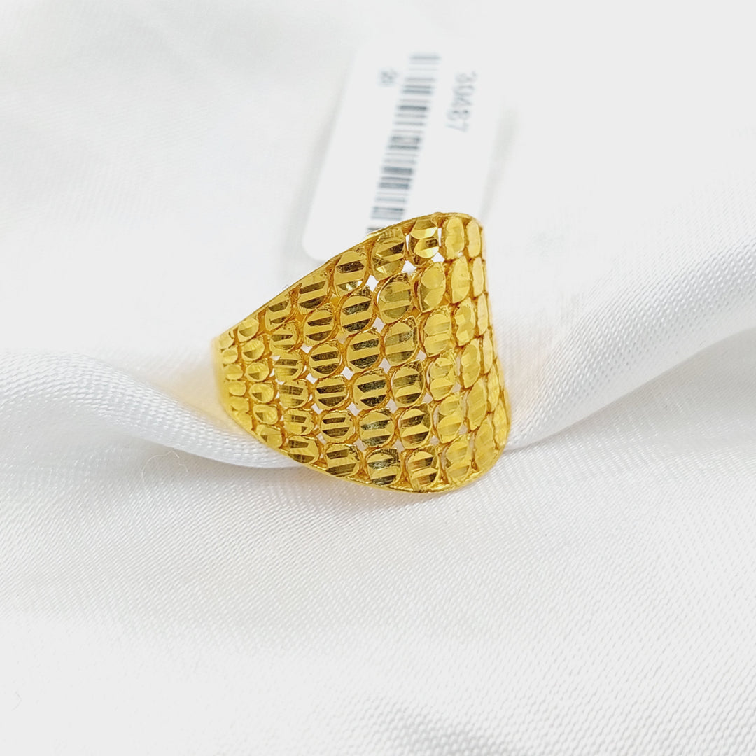 21K Gold Engraved Ring by Saeed Jewelry - Image 3