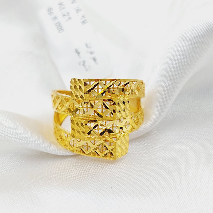 21K Gold Engraved Ring by Saeed Jewelry - Image 1